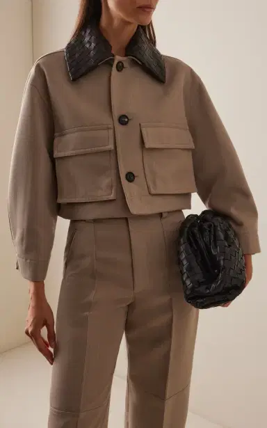 Bottega Veneta Intrecciato-Collar Wool-Twill Jacket | Thumbnail 3 Bottega Veneta Intrecciato-Collar Wool-Twill Jacket | Thumbnail 3