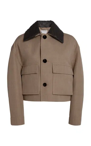 Bottega Veneta Intrecciato-Collar Wool-Twill Jacket | Thumbnail 1 Bottega Veneta Intrecciato-Collar Wool-Twill Jacket | Thumbnail 1