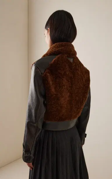 Prada Shearling-Trimmed Leather Jacket | Thumbnail 4