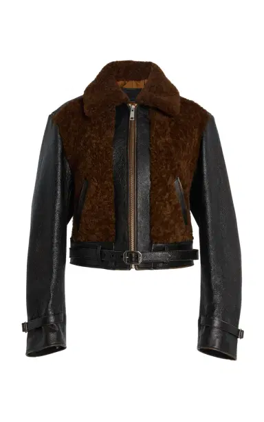 Prada Shearling-Trimmed Leather Jacket | Thumbnail 6