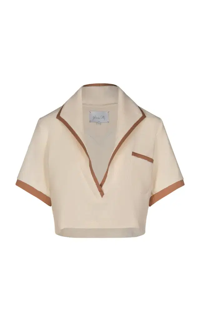 Johanna Ortiz Misty Hem Cropped Cotton-Terry Shirt