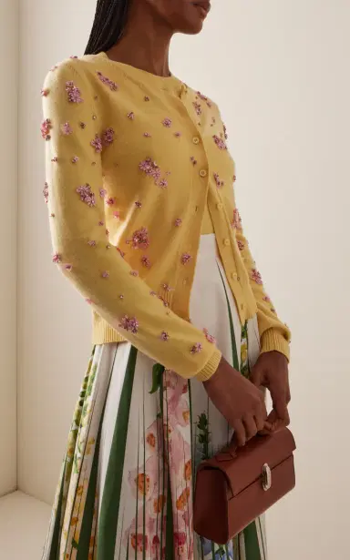 Oscar de la Renta Embellished Wool Cardigan | Thumbnail 2