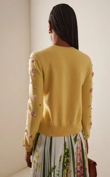 Oscar de la Renta Embellished Wool Cardigan | Thumbnail 4