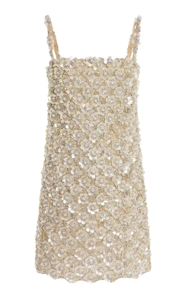 Mother-of-Pearl Embellished Mini Dress