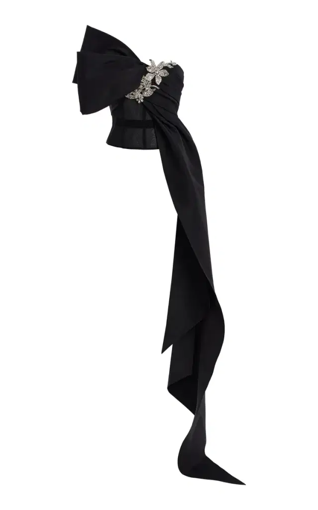 Bow-Detailed Faille Corset Top