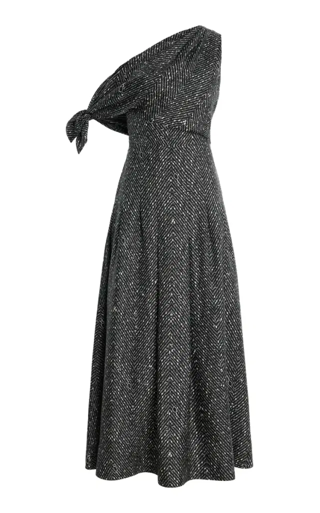 One-Shoulder Silk Midi Scarf Dress