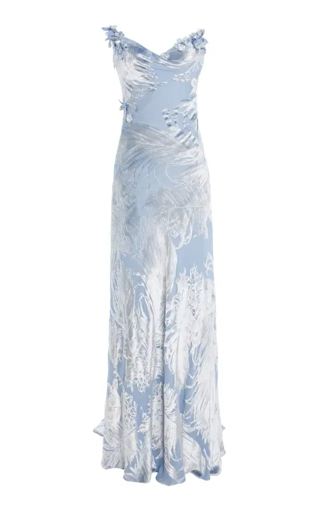 Oscar de la Renta Draped Devoré Velvet Gown