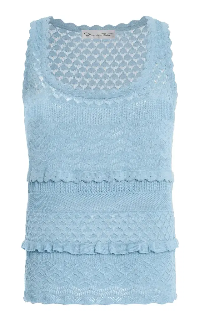 Mixed-Stitch Silk-Cotton Tank Top