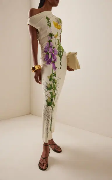 Oscar de la Renta Foxglove-Printed Jersey Midi Dress | Thumbnail 2
