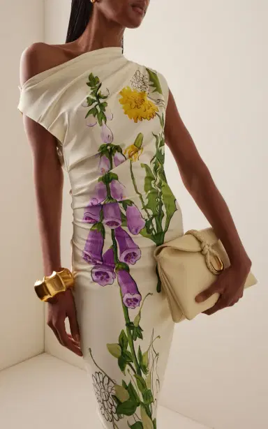 Oscar de la Renta Foxglove-Printed Jersey Midi Dress | Thumbnail 3