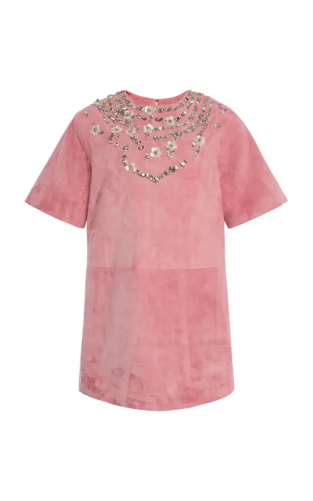 Embellished Suede Mini Dress