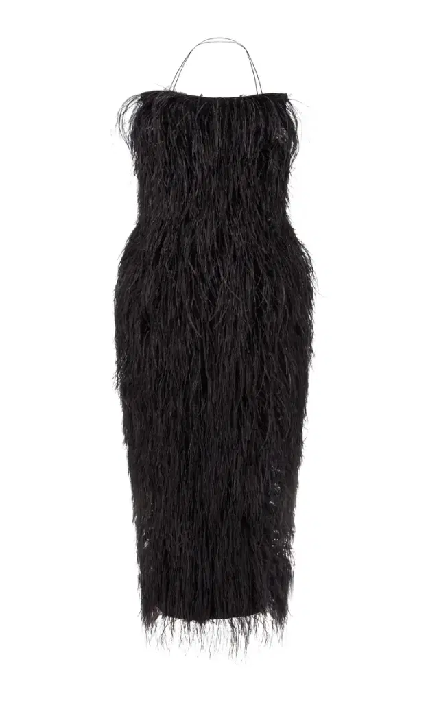 FFORME Raven Feather Embroidered Gown