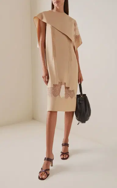 Ferragamo Lace-Trimmed Organic Silk Midi Dress | Thumbnail 2 Ferragamo Lace-Trimmed Organic Silk Midi Dress | Thumbnail 2