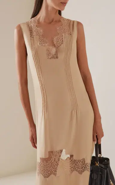 Ferragamo Lace-Trimmed Organic Silk Midi Dress | Thumbnail 3 Ferragamo Lace-Trimmed Organic Silk Midi Dress | Thumbnail 3