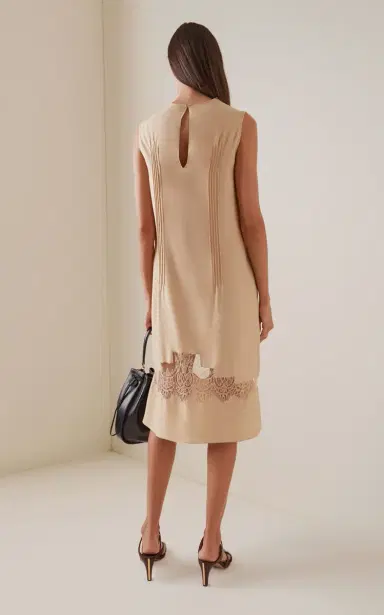 Ferragamo Lace-Trimmed Organic Silk Midi Dress | Thumbnail 4 Ferragamo Lace-Trimmed Organic Silk Midi Dress | Thumbnail 4
