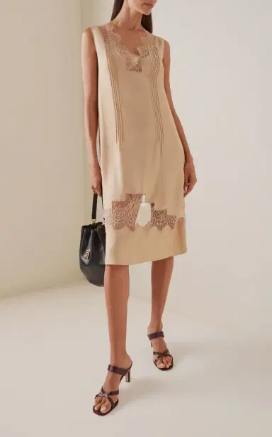 Ferragamo Lace-Trimmed Organic Silk Midi Dress | Thumbnail 5 Ferragamo Lace-Trimmed Organic Silk Midi Dress | Thumbnail 5
