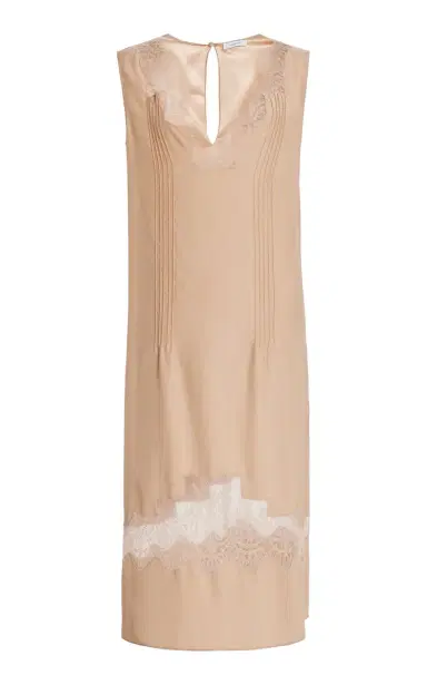 Ferragamo Lace-Trimmed Organic Silk Midi Dress | Thumbnail 6 Ferragamo Lace-Trimmed Organic Silk Midi Dress | Thumbnail 6