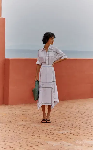 Bottega Veneta Exclusive Checked Cotton Midi Skirt | Thumbnail 2 Bottega Veneta Exclusive Checked Cotton Midi Skirt | Thumbnail 2