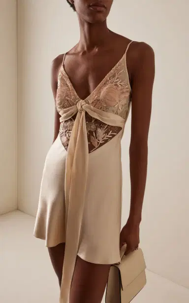 Wiederhoeft Bias-Cut Floral Embroidered Mini Dress | Thumbnail 3 Wiederhoeft Bias-Cut Floral Embroidered Mini Dress | Thumbnail 3