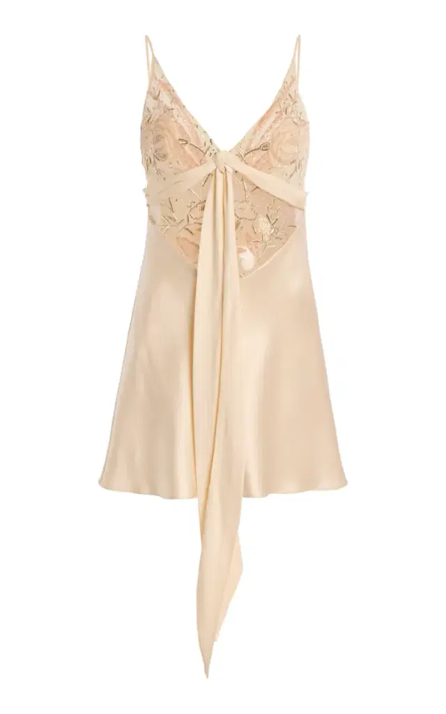 Wiederhoeft Bias-Cut Floral Embroidered Mini Dress