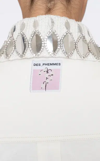DES_PHEMMES Collar-Embellished Stretch-Cotton Workwear Shirt | Thumbnail 5
