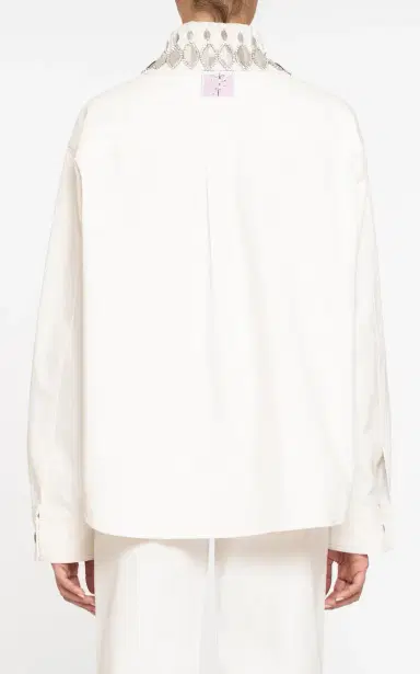 DES_PHEMMES Collar-Embellished Stretch-Cotton Workwear Shirt | Thumbnail 8