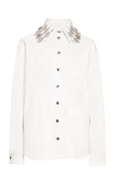 DES_PHEMMES Collar-Embellished Stretch-Cotton Workwear Shirt | Thumbnail 1