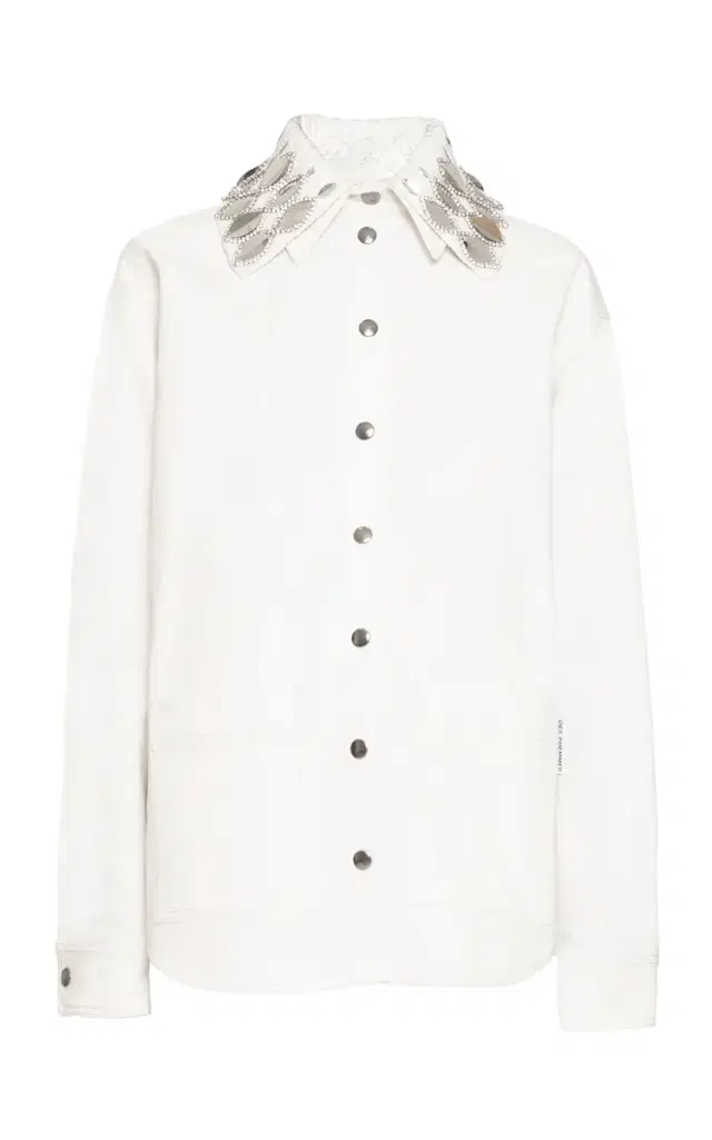 DES_PHEMMES Collar-Embellished Stretch-Cotton Workwear Shirt