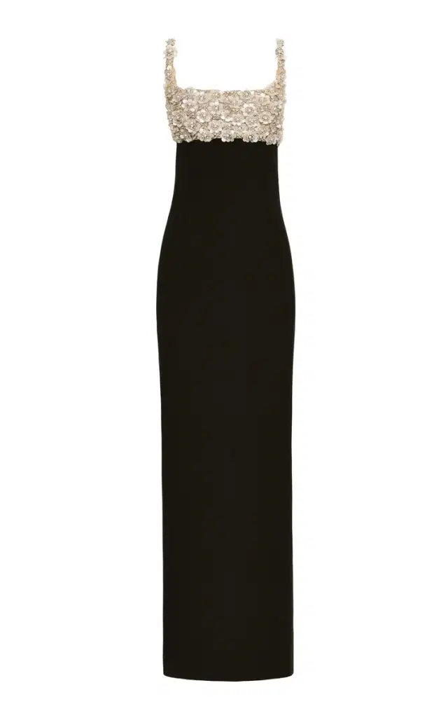 Mother-of-Pearl Embroidered Wool Gown