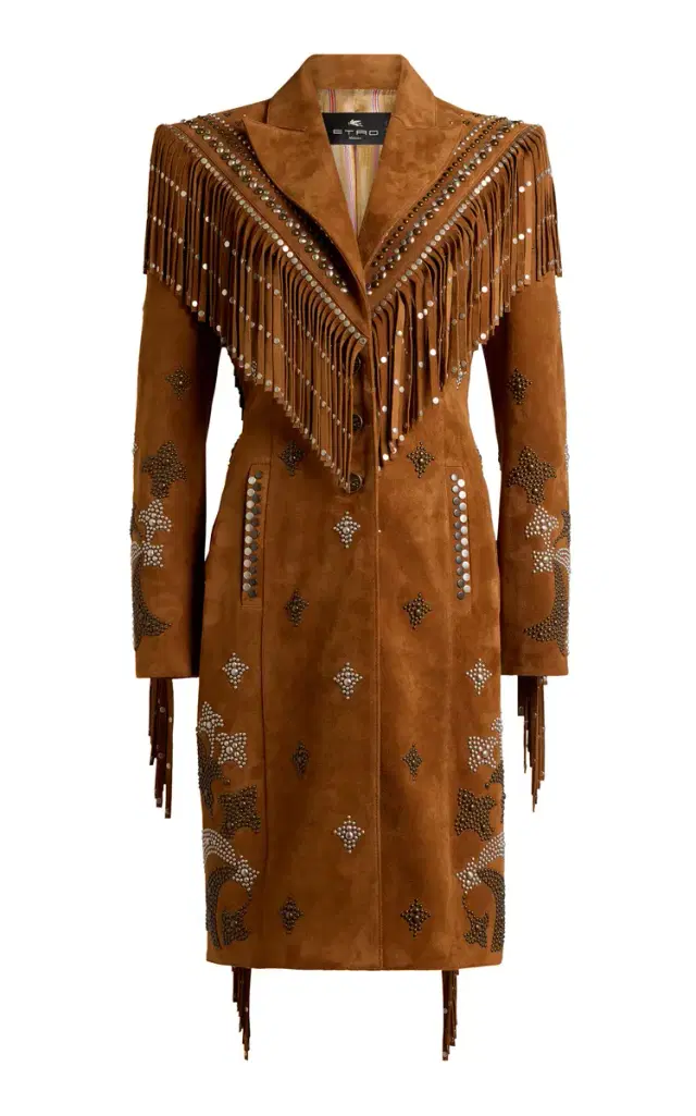 Embellished Suede Coat