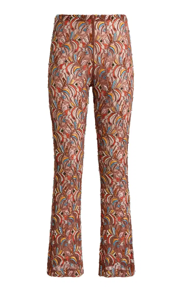 Embroidered Lace Straight-Leg Pants