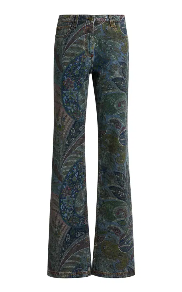 Printed Rigid Low-Rise Straight-Leg Jeans