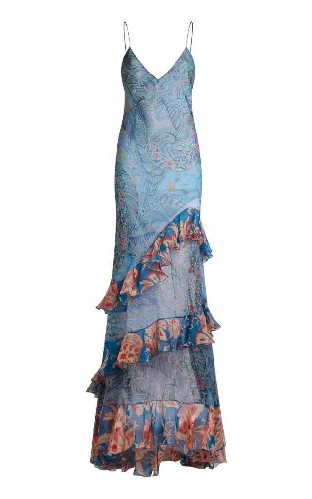 Ruffled Silk Maxi Dress
