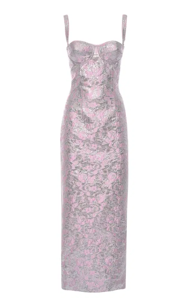 Floral Jacquard Bustier Midi Dress