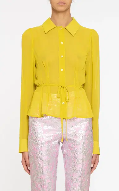 DES_PHEMMES Sheer Tie Button-Down Top | Thumbnail 8