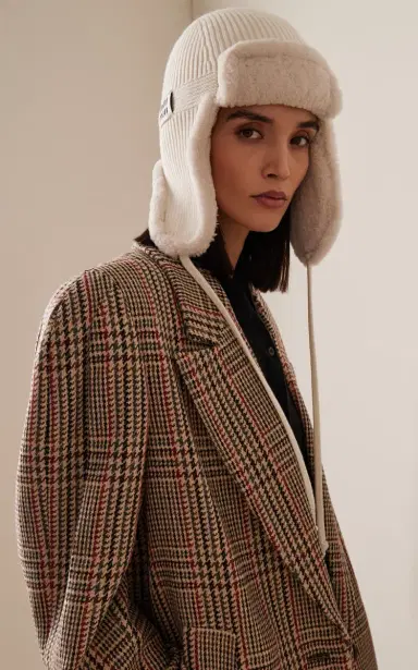 Miu Miu Shearling-Lined Cashmere-Wool Hat | Thumbnail 2 Miu Miu Shearling-Lined Cashmere-Wool Hat | Thumbnail 2