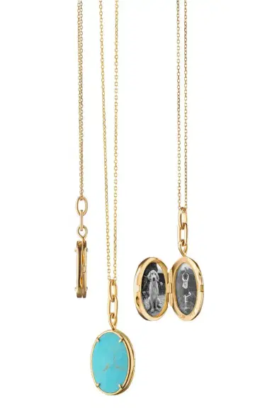 MONICA RICH KOSANN Turquoise Elle Slim Locket Necklace | Thumbnail 1