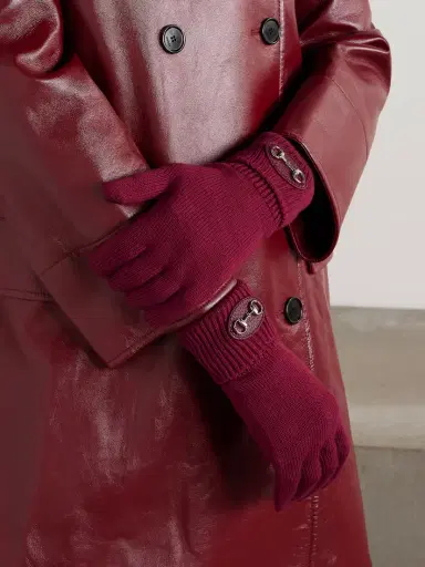 Gucci Horsebit-detailed Leather-trimmed Wool Gloves | Thumbnail 2