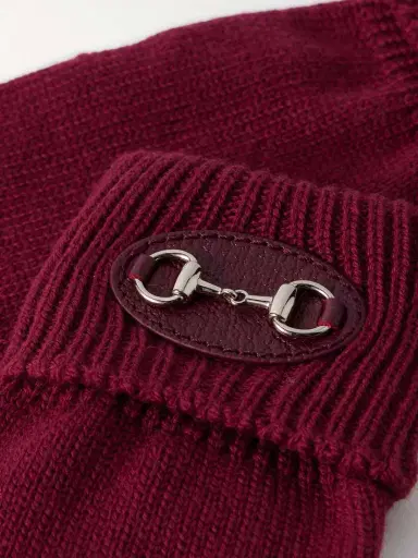 Gucci Horsebit-detailed Leather-trimmed Wool Gloves | Thumbnail 3