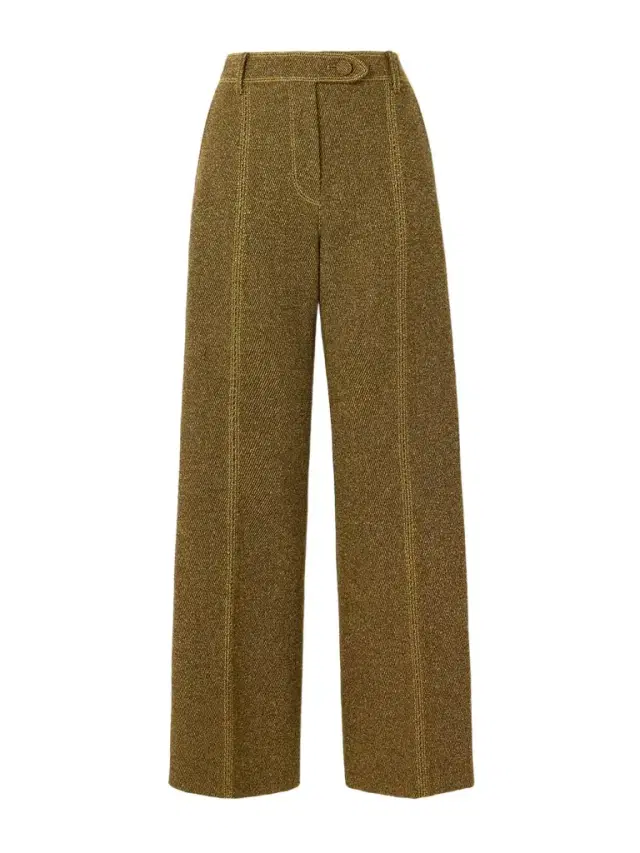 Wool-blend Bouclé-twill Straight-leg Pants