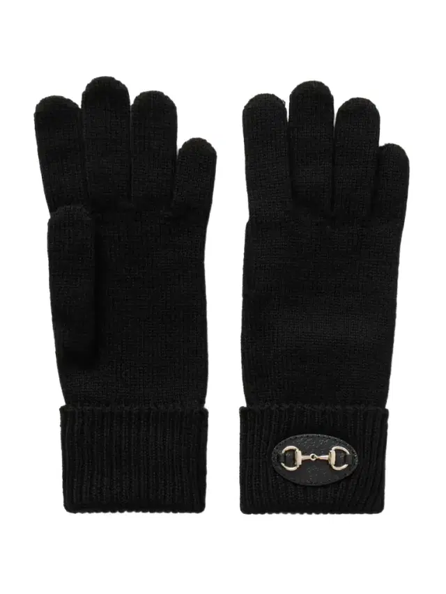 Horsebit-detailed eather-trimmed Wool Gloves