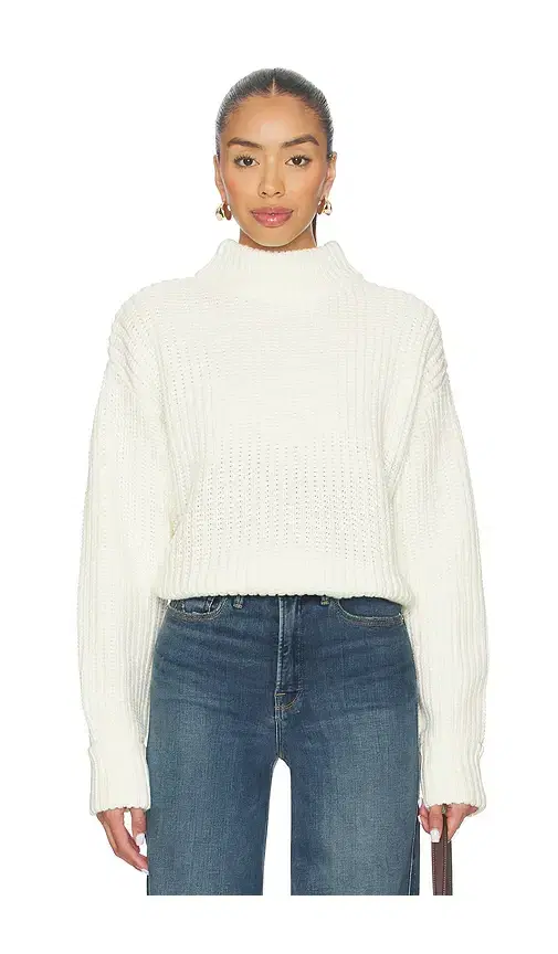 Good American Chunky Knit Mock Neck Sweater