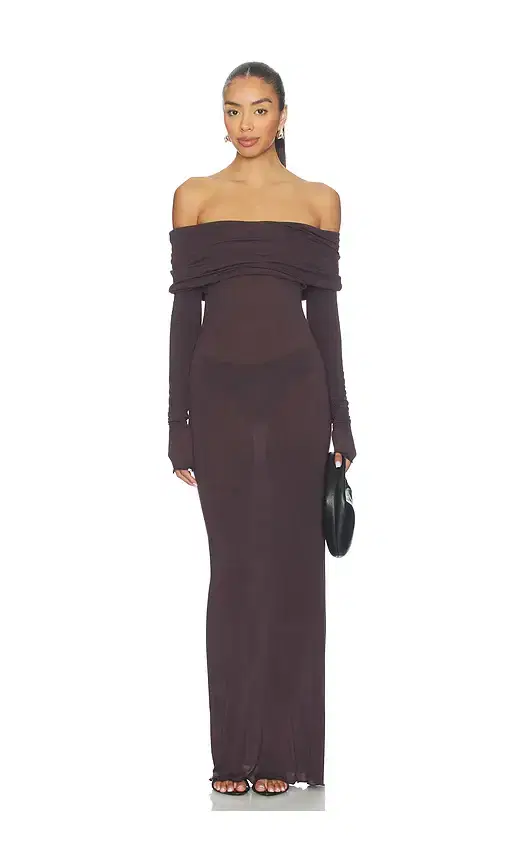 SKIMS Sheer Modal Off Shoulder Long Dress