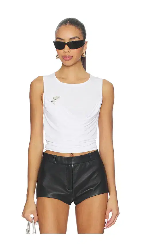 Kate Barton Cowl Neck Draped Tank With Brooch