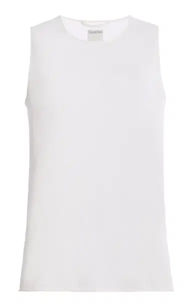 Calvin Klein Collection Knit Cotton-Cashmere Tank Top - Off-White | Thumbnail 1
