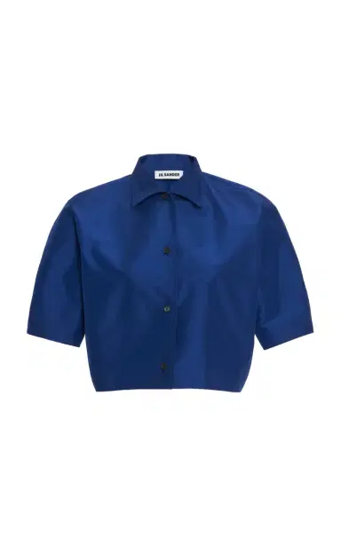 Jil Sander Cropped Button-Down Technical Crispy Faille Shirt | Thumbnail 1 Jil Sander Cropped Button-Down Technical Crispy Faille Shirt | Thumbnail 1