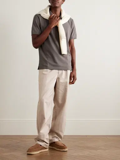 Frescobol Carioca Aldo Wide-Leg Herringbone Cotton Trousers - Men | Thumbnail 2