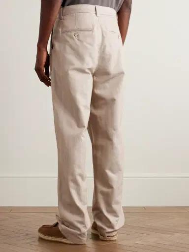 Frescobol Carioca Aldo Wide-Leg Herringbone Cotton Trousers - Men | Thumbnail 4
