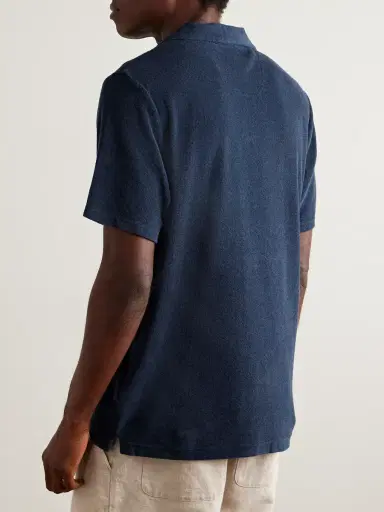 Frescobol Carioca Faustino Camp-Collar Cotton, Lyocell and Linen-Blend Terry Polo Shirt - Men | Thumbnail 3 Frescobol Carioca Faustino Camp-Collar Cotton, Lyocell and Linen-Blend Terry Polo Shirt - Men | Thumbnail 3