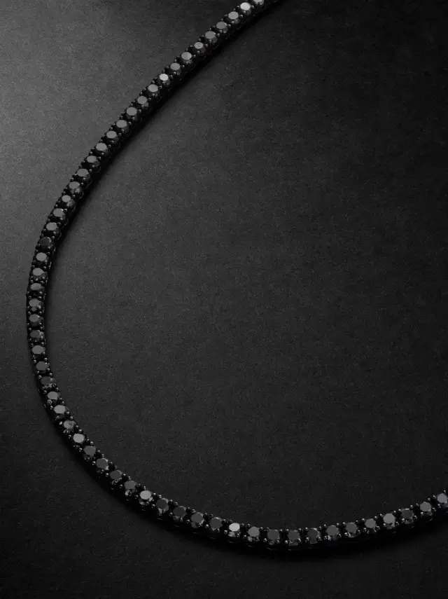 18-Karat Blackened Gold Diamond Tennis Necklace - Men